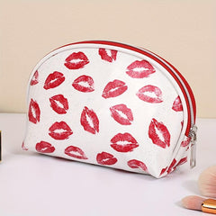 Lip Print Cosmetic Bag Waterproof PU Leather Toiletry Bag