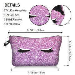 Eyelash Graphic Makeup Bag Travel Toiletry Zipper Organizer