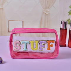 Waterproof Transparent Letter Pattern Makeup Pouch Zipper Carry On Bag