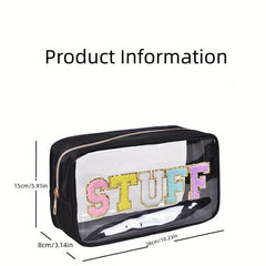 Waterproof Transparent Letter Pattern Makeup Pouch Zipper Carry On Bag