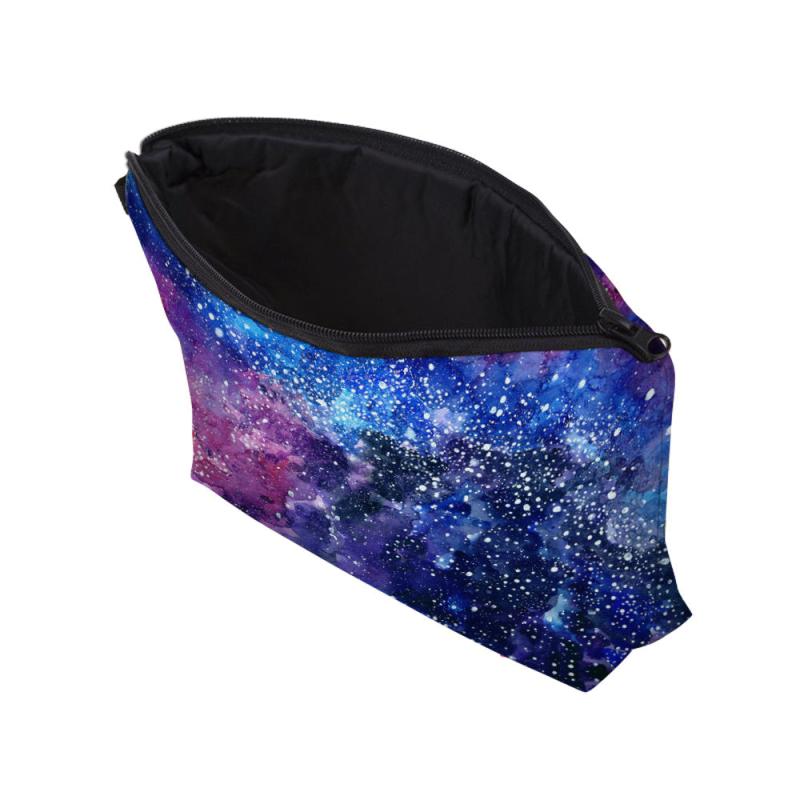 Starry Sky Print Zipper Cosmetic Bag Lightweight Travel Storage Bag