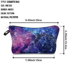 Starry Sky Print Zipper Cosmetic Bag Lightweight Travel Storage Bag