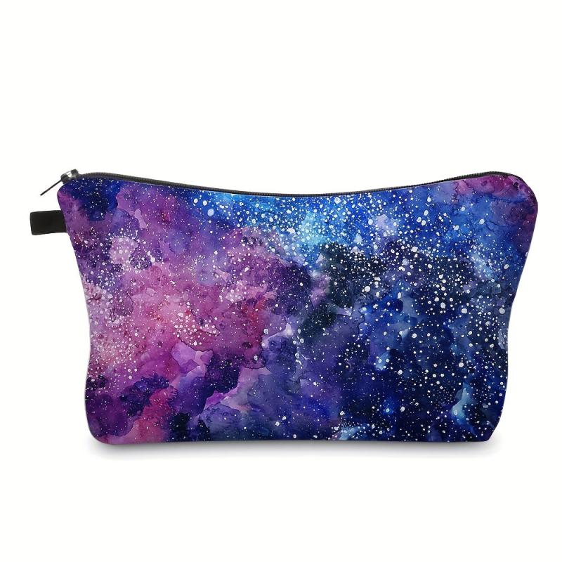Starry Sky Print Zipper Cosmetic Bag Lightweight Travel Storage Bag