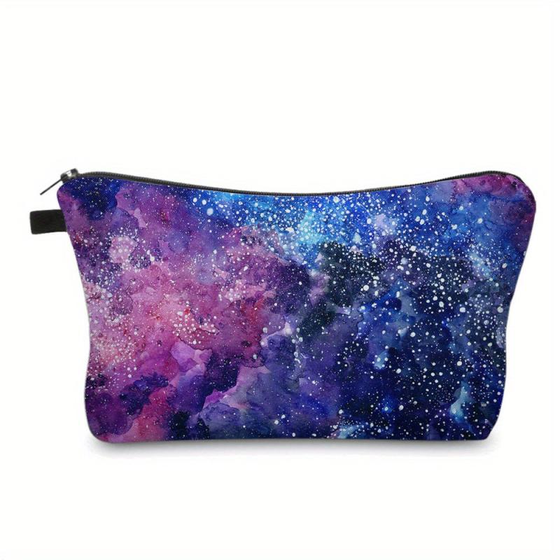 Starry Sky Print Zipper Cosmetic Bag Lightweight Travel Storage Bag
