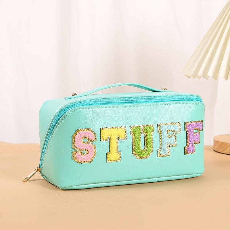 Colorful Towel Letter Zipper Cosmetic Bag Waterproof Makeup Storage Bag