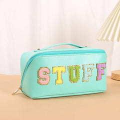 Colorful Towel Letter Zipper Cosmetic Bag Waterproof Makeup Storage Bag