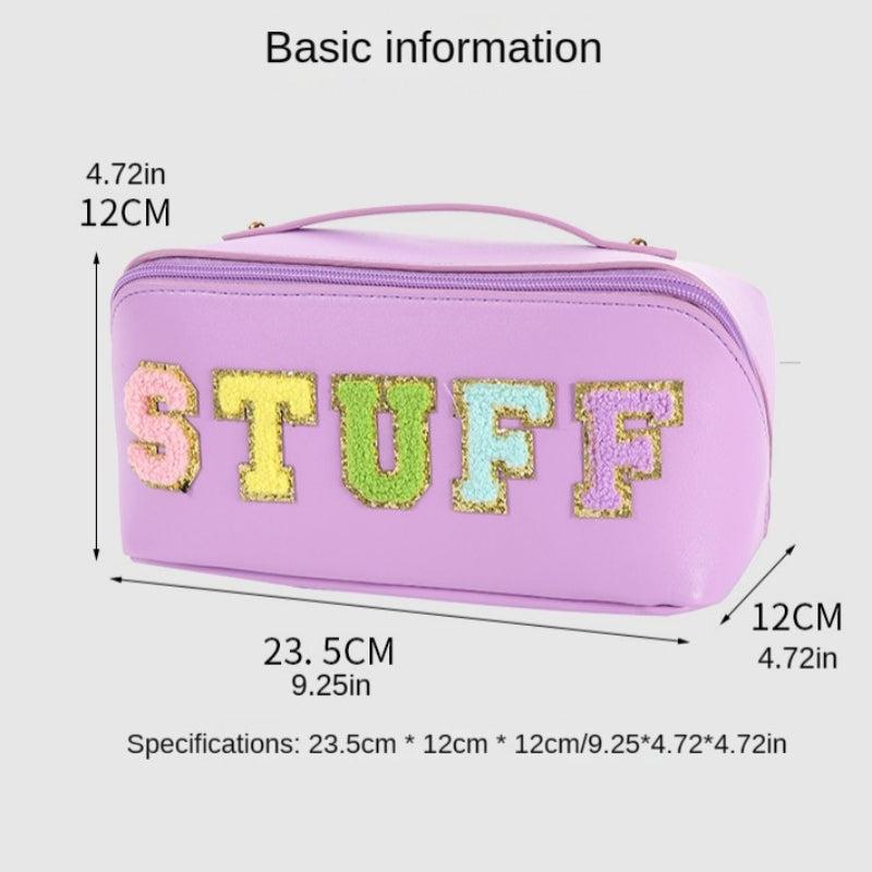 Colorful Towel Letter Zipper Cosmetic Bag Waterproof Makeup Storage Bag