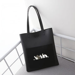 Large Capacity Cat Pattern Shoulder Bag PU Handbag