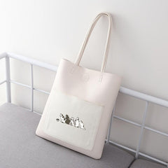 Large Capacity Cat Pattern Shoulder Bag PU Handbag