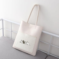 Large Capacity Cat Pattern Shoulder Bag PU Handbag