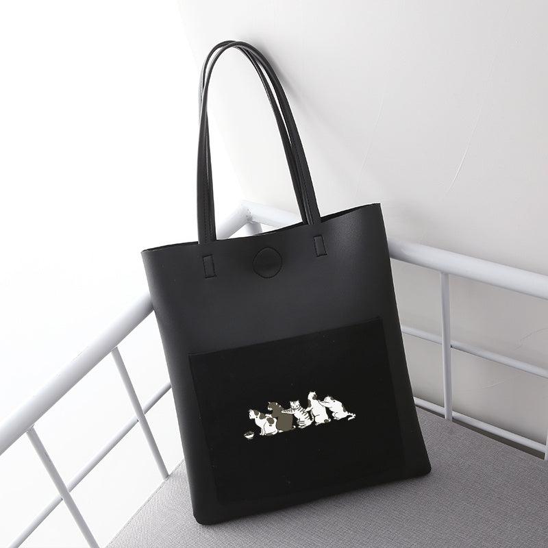 Large Capacity Cat Pattern Shoulder Bag PU Handbag
