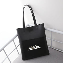 Large Capacity Cat Pattern Shoulder Bag PU Handbag