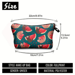 Watermelon & Sloth Print Cosmetic Bag Makeup Pouch