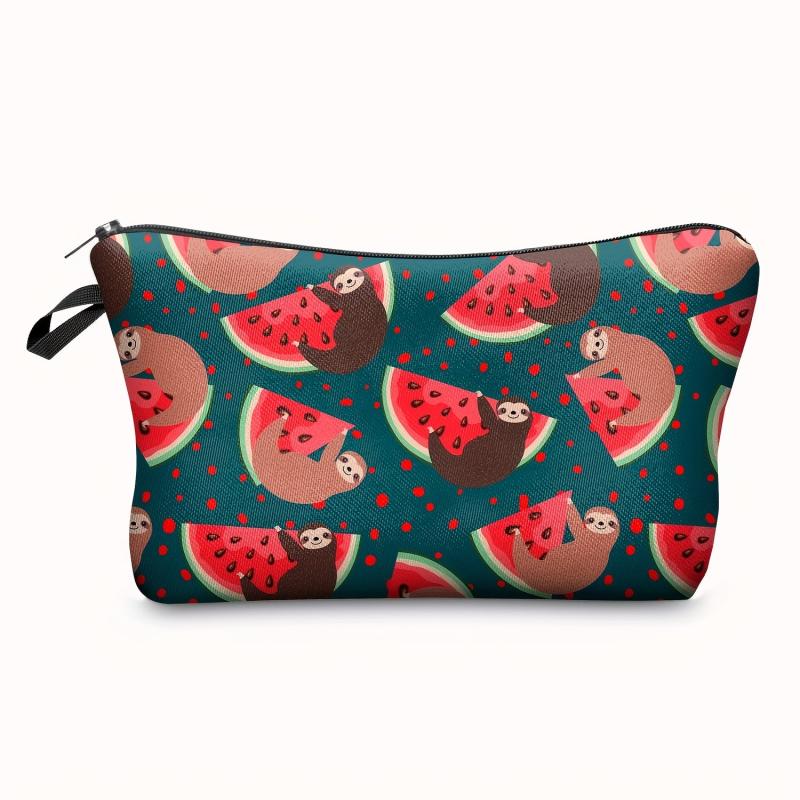Watermelon & Sloth Print Cosmetic Bag Makeup Pouch