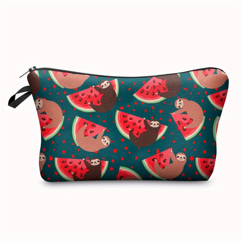 Watermelon & Sloth Print Cosmetic Bag Makeup Pouch