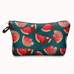 Watermelon & Sloth Print Cosmetic Bag Makeup Pouch