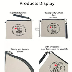 Letter Pattern Storage Pouch Lightweight Zipper Coin Purse Makeup Bag