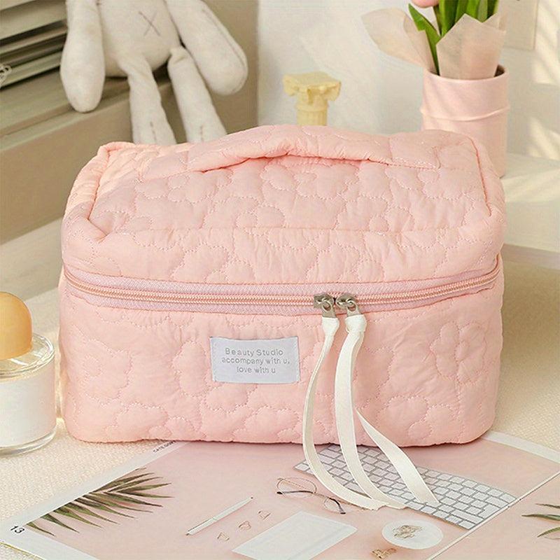 Embroidered Flower Makeup Handbag Zipper Bag for Women