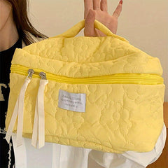 Embroidered Flower Makeup Handbag Zipper Bag for Women