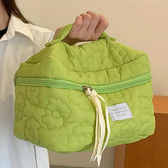 Embroidered Flower Makeup Handbag Zipper Bag for Women