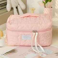 Embroidered Flower Makeup Handbag Zipper Bag for Women