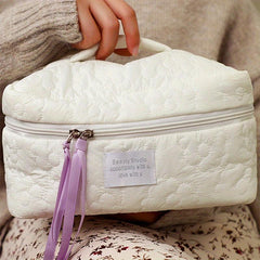 Embroidered Flower Makeup Handbag Zipper Bag for Women