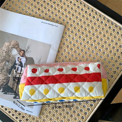 Floral Quilted Travel Cosmetic Bag Padded Pencil Case