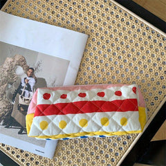 Floral Quilted Travel Cosmetic Bag Padded Pencil Case