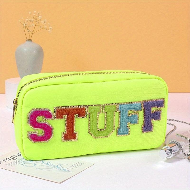 Plush Letter Makeup Pouch Zipper Portable Cosmetic Bag