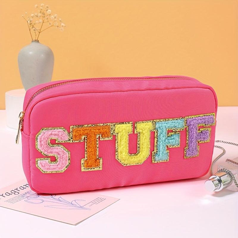 Plush Letter Makeup Pouch Zipper Portable Cosmetic Bag