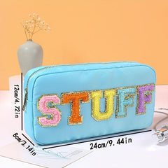 Plush Letter Makeup Pouch Zipper Portable Cosmetic Bag