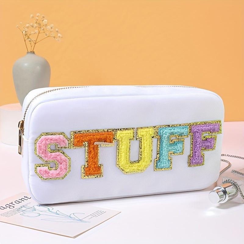 Plush Letter Makeup Pouch Zipper Portable Cosmetic Bag