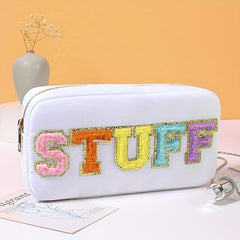 Plush Letter Makeup Pouch Zipper Portable Cosmetic Bag