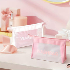 Handheld Frosting Waterproof Cosmetic Bag PU Leather Makeup Storage Organizer