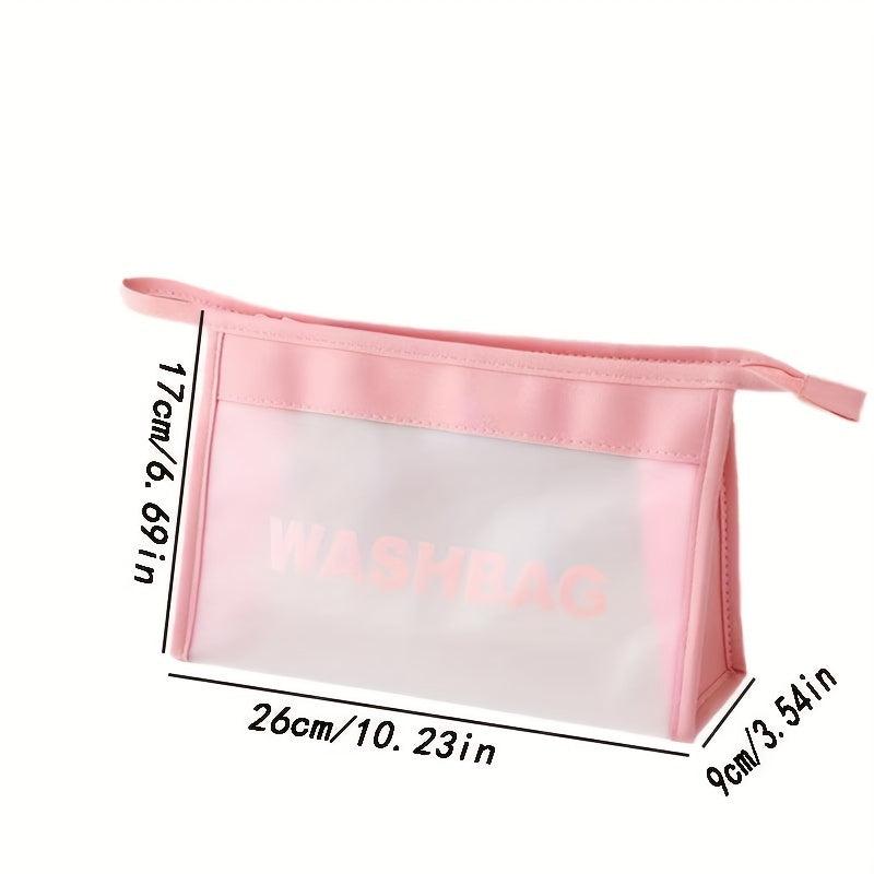 Handheld Frosting Waterproof Cosmetic Bag PU Leather Makeup Storage Organizer