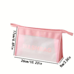 Handheld Frosting Waterproof Cosmetic Bag PU Leather Makeup Storage Organizer