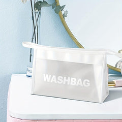 Handheld Frosting Waterproof Cosmetic Bag PU Leather Makeup Storage Organizer