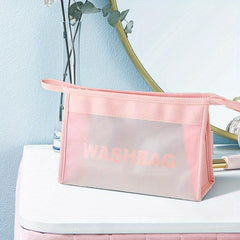 Handheld Frosting Waterproof Cosmetic Bag PU Leather Makeup Storage Organizer