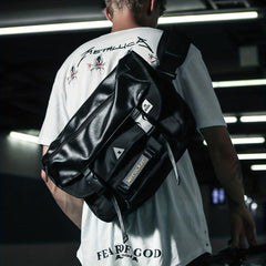 Functional Messenger Bag Men's Chest Bag Large Capacity Tactical Shoulder Bag