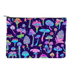 Colorful Mushroom Print Cosmestic Bag Portable Makeup Storage Pouch