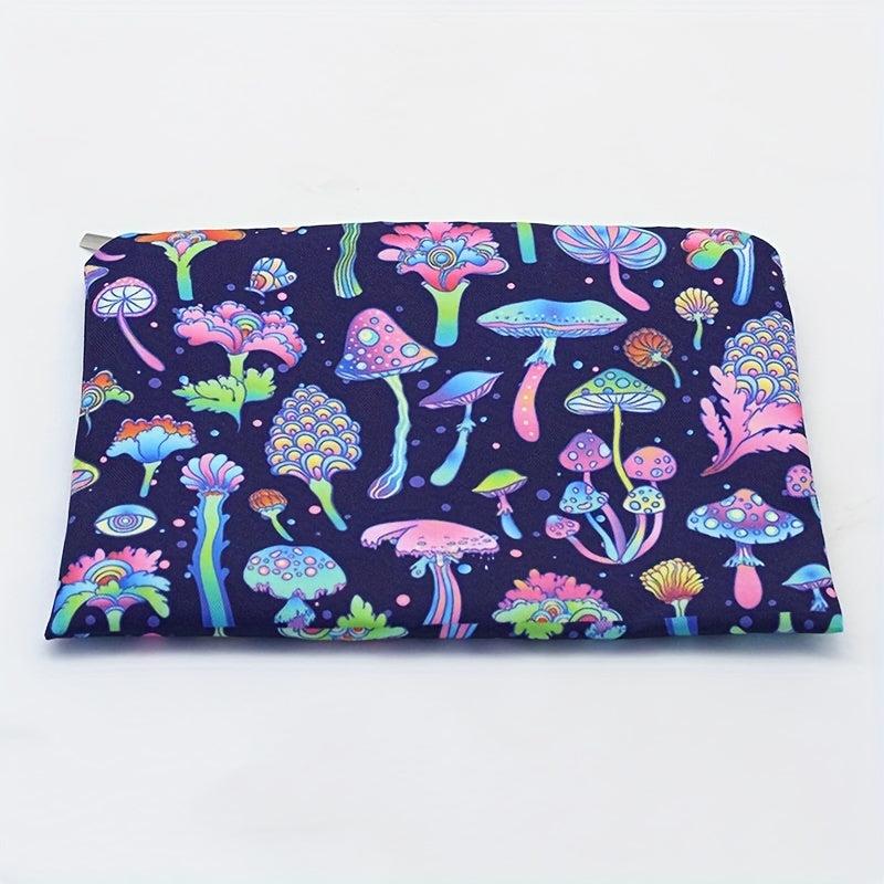 Colorful Mushroom Print Cosmestic Bag Portable Makeup Storage Pouch