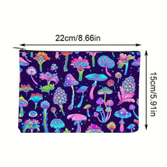 Colorful Mushroom Print Cosmestic Bag Portable Makeup Storage Pouch