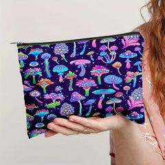 Colorful Mushroom Print Cosmestic Bag Portable Makeup Storage Pouch
