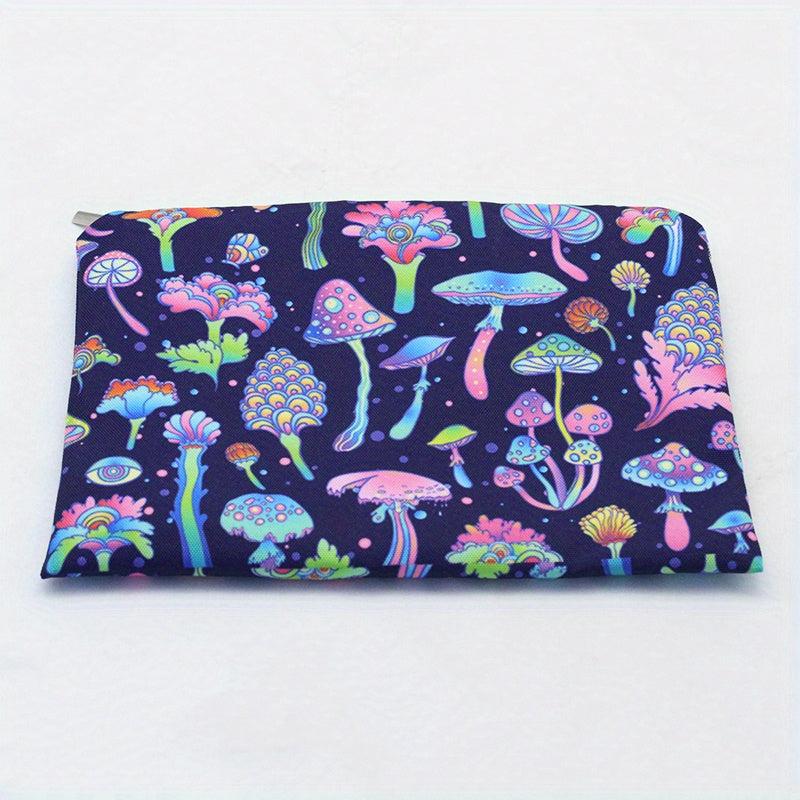 Colorful Mushroom Print Cosmestic Bag Portable Makeup Storage Pouch