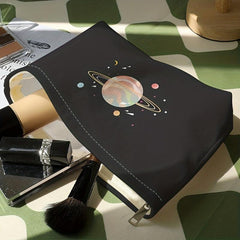 Planet Pattern Cosmetic Bag Corduroy Makeup Lipstick Bag