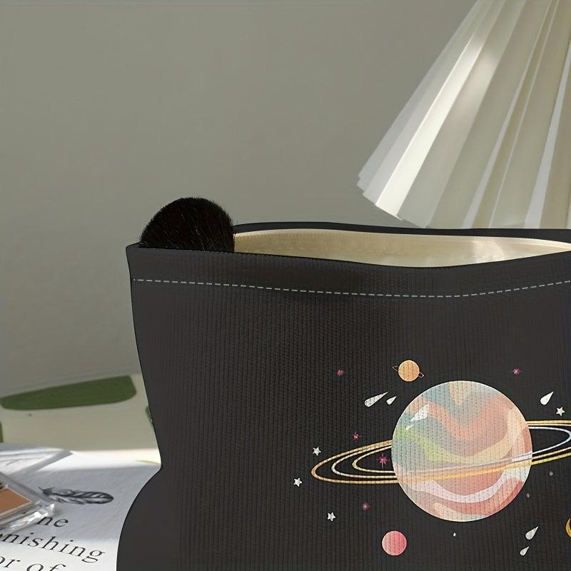 Planet Pattern Cosmetic Bag Corduroy Makeup Lipstick Bag