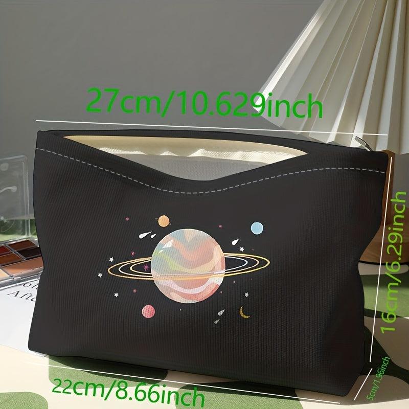 Planet Pattern Cosmetic Bag Corduroy Makeup Lipstick Bag