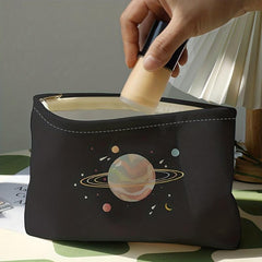 Planet Pattern Cosmetic Bag Corduroy Makeup Lipstick Bag