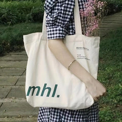 Casual Canvas Tote Bag Letter Print Shoulder Bag