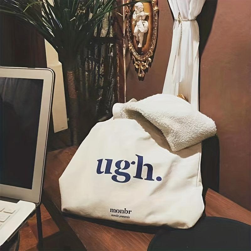 Casual Canvas Tote Bag Letter Print Shoulder Bag